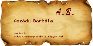 Aszódy Borbála névjegykártya