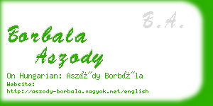 borbala aszody business card